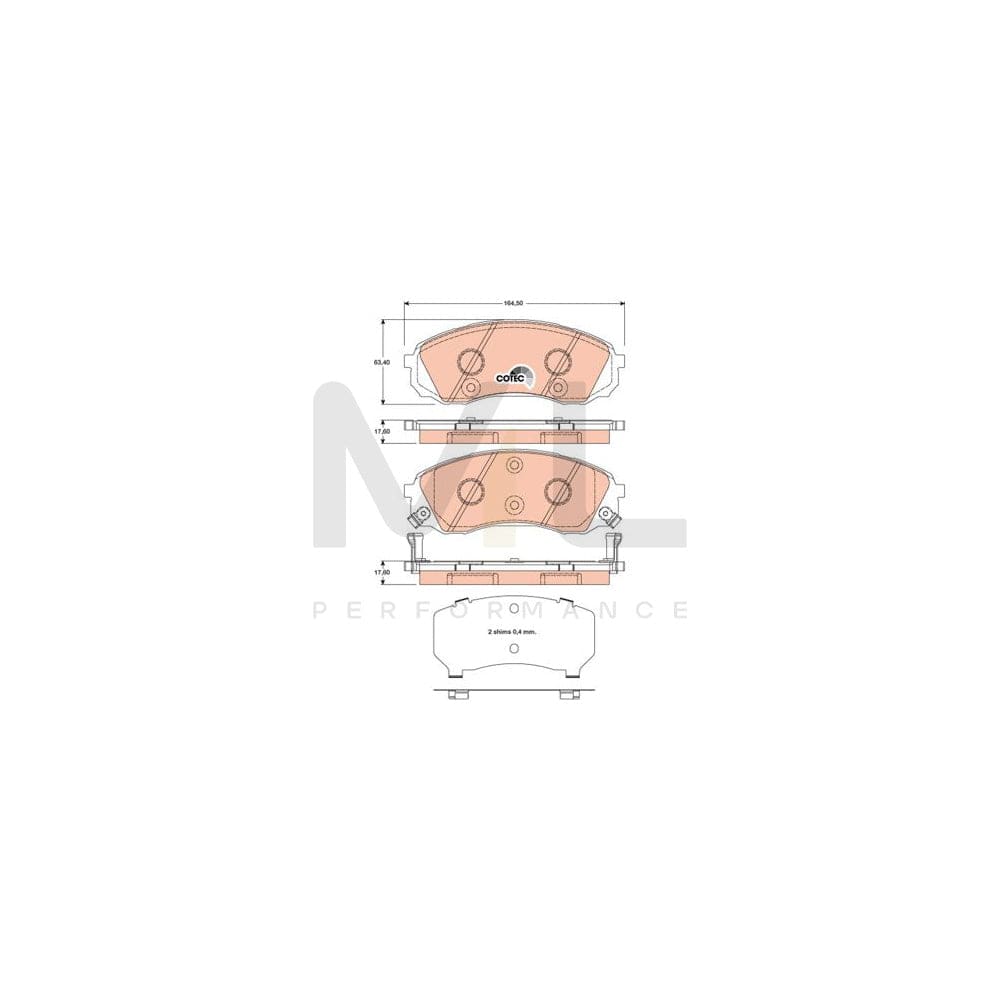 TRW Cotec Gdb3448 Brake Pad Set With Acoustic Wear Warning, With Accessories