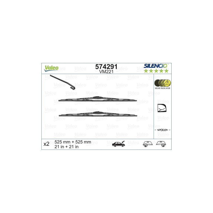 Valeo Silencio Conventional Set, Silencio Performance 574291 Wiper Blade