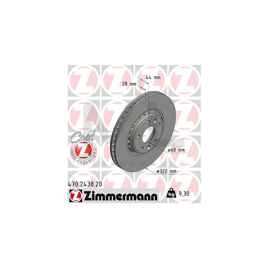 ZIMMERMANN COAT Z 470.2438.20 Brake Disc Externally Vented, Coated, High-carbon  - 1 piece