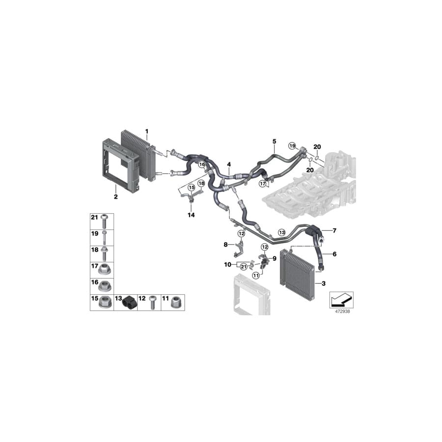 Genuine BMW 17227952925 G12 Line Rad.Feed Engine - Engine Oil Cooler right (Inc. M760iX & M760LiX)