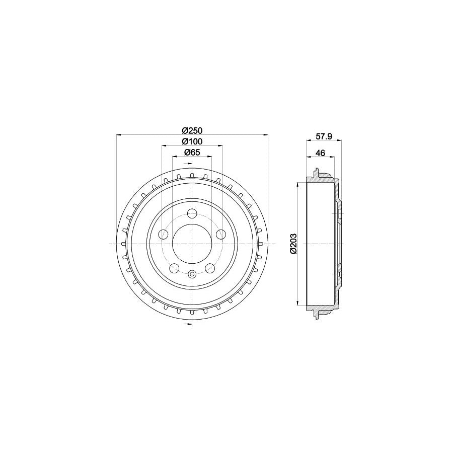 Hella 8DT 355 303-441 Brake Drum