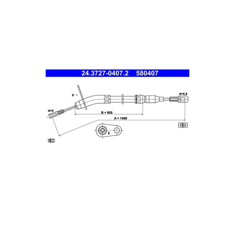 ATE 24.3727-0407.2 Hand Brake Cable Suitable for Mercedes-Benz /8