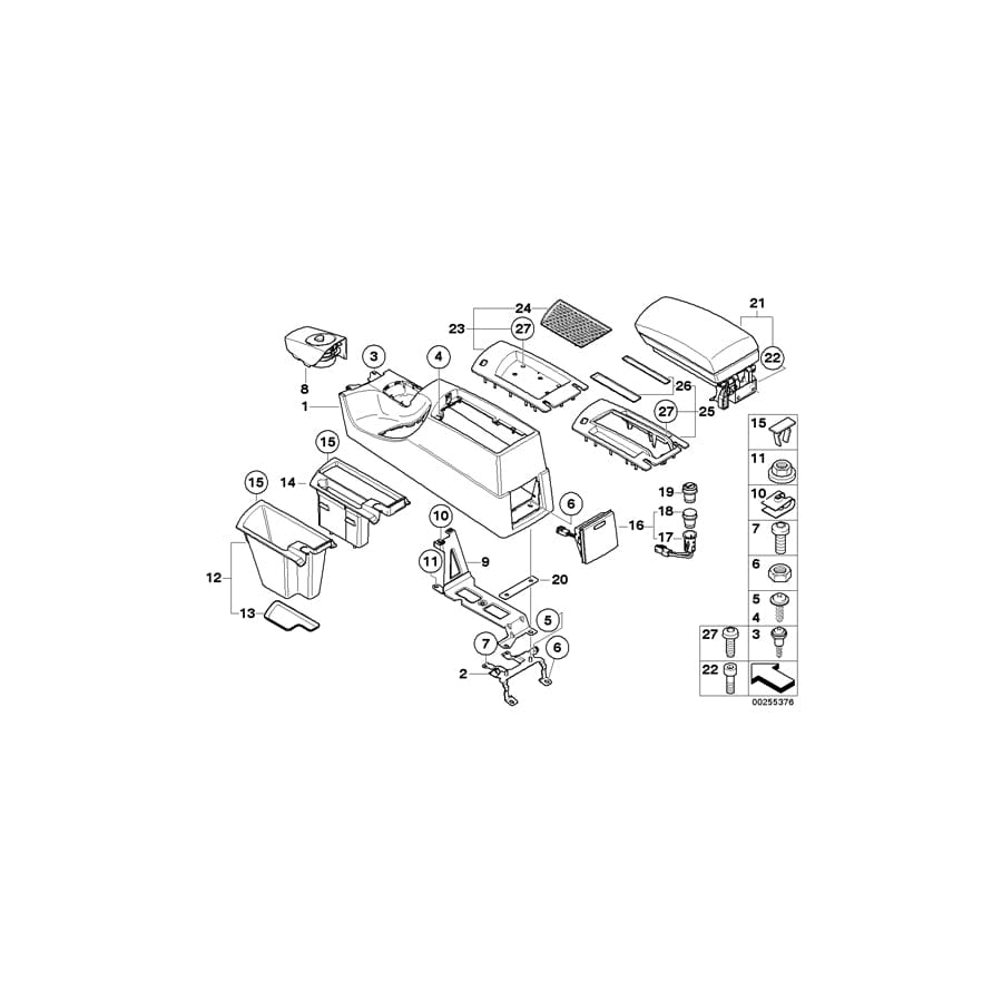Genuine BMW 51163411615 E83 Bracket, Center Console Primed Rear (Inc. X3)