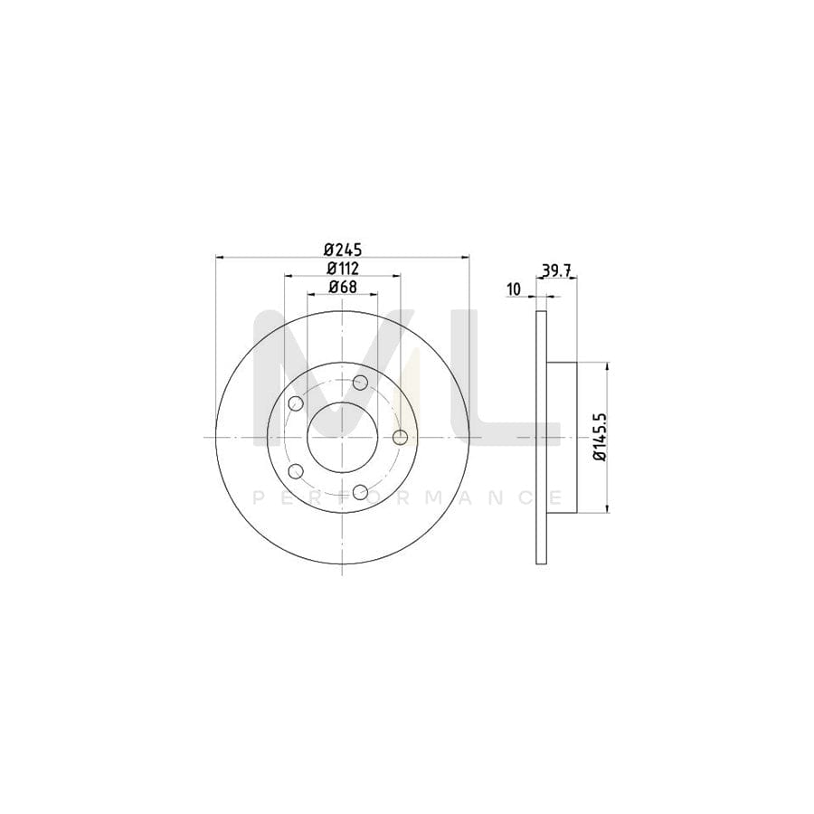 TEXTAR 92068200 Brake Disc Solid, without wheel hub, without wheel studs  - 1 piece