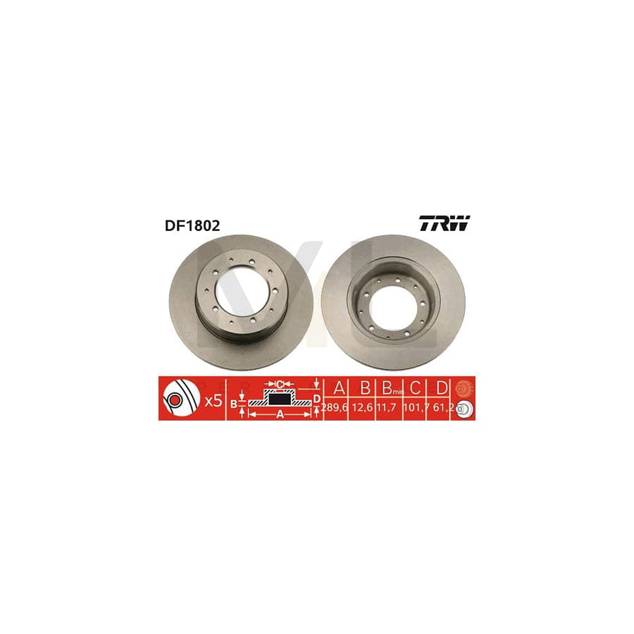TRW DF1802 Brake Disc Solid, Painted  - 1 piece