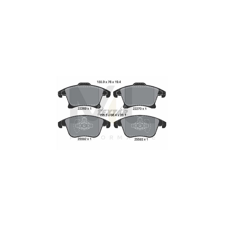 TEXTAR 2226901 Brake pad set with acoustic wear warning