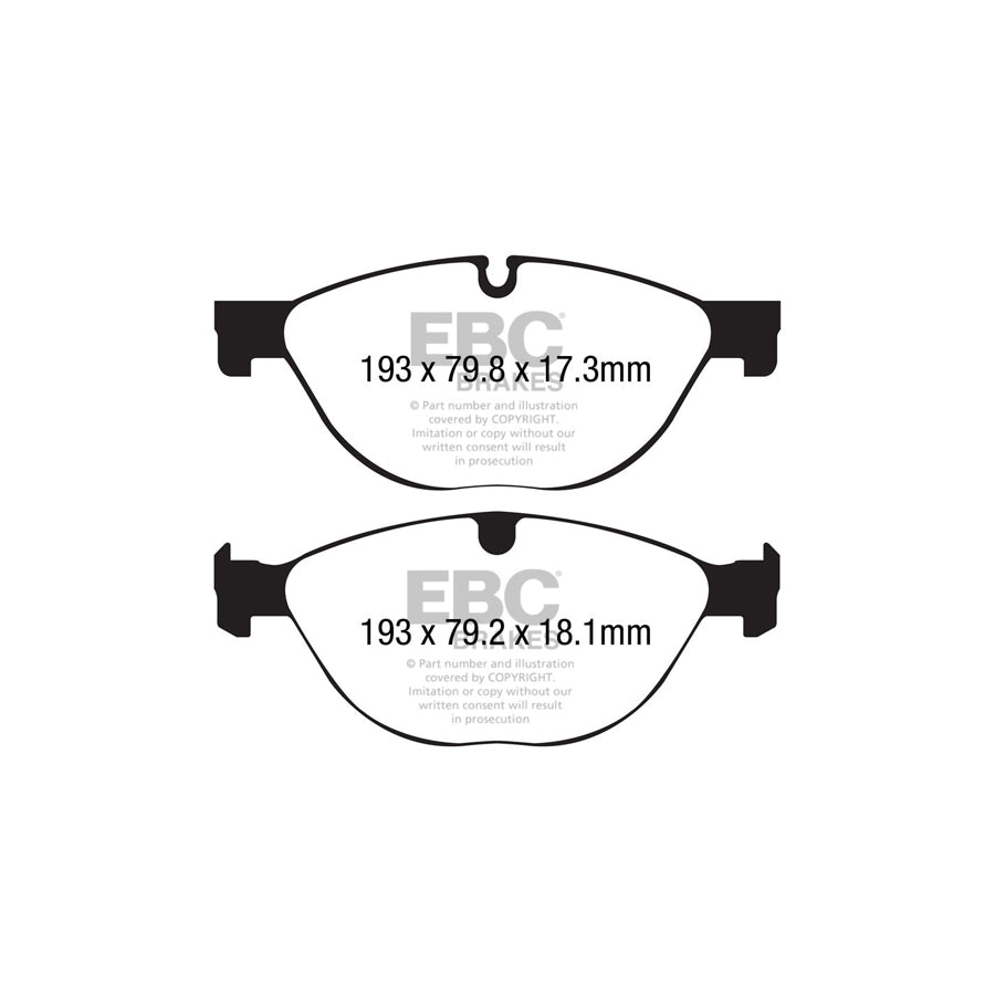 EBC PD03KF1487 Jaguar F-Type Yellowstuff Front Brake Pad & Plain Disc Kit 2 | ML Performance UK Car Parts