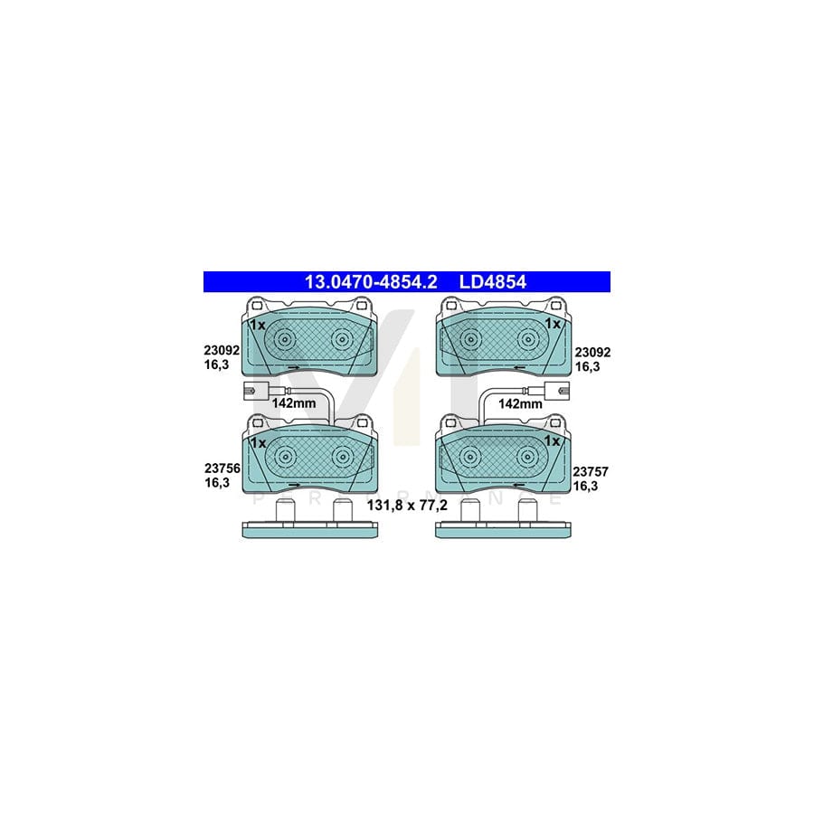 ATE Ceramic 13.0470-4854.2 Brake pad set for ALFA ROMEO GIULIETTA incl. wear warning contact