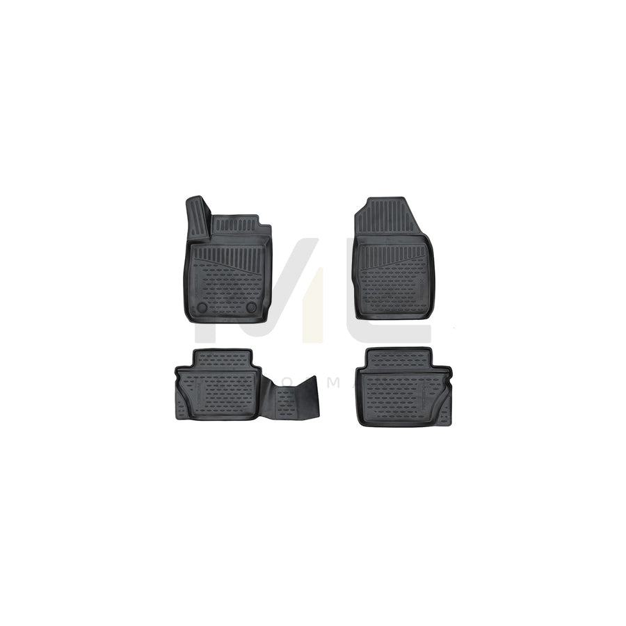RIDEX Tailored 215A0195 Floor mat set for FORD Fiesta Mk6 Hatchback (JA8, JR8) Elastomer, Front and Rear, Quantity: 4, Black