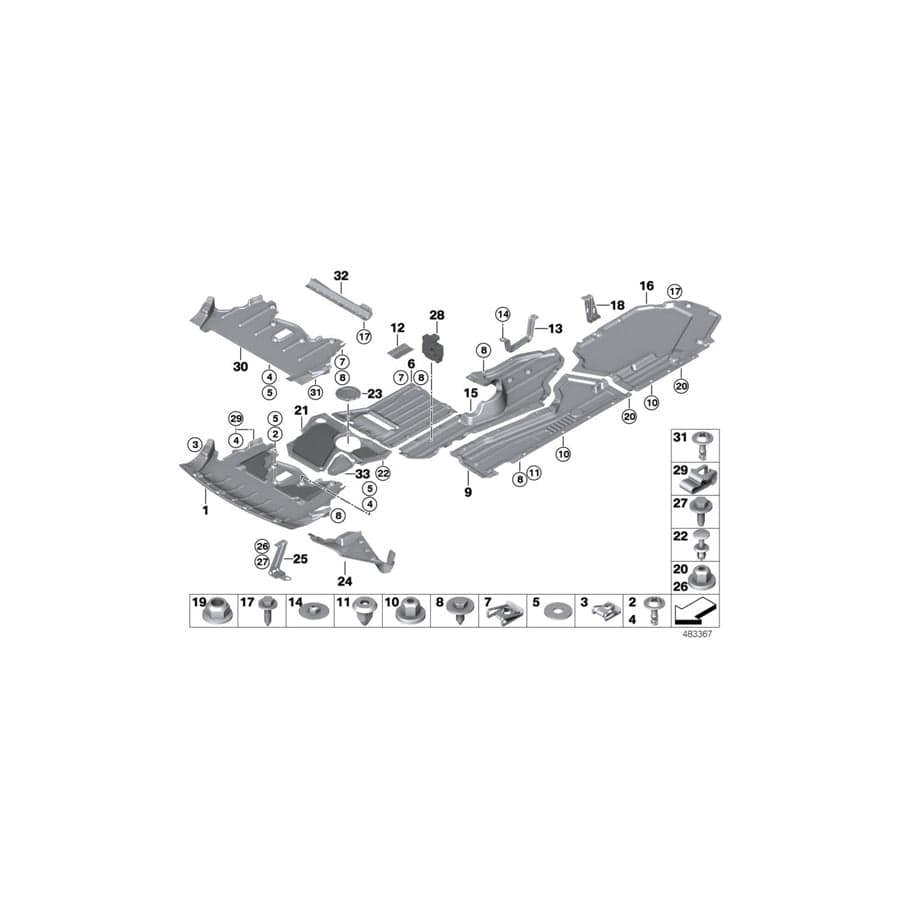 Genuine BMW 51757173583 E70 E71 Underbody Paneling, Left (Inc. X6)