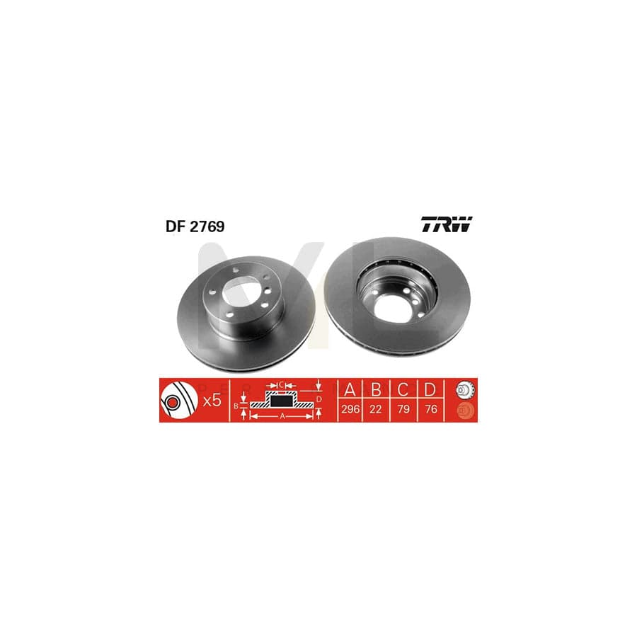 TRW DF2769 Brake Disc for BMW 5 Series Vented, Painted, High-carbon  - 1 piece