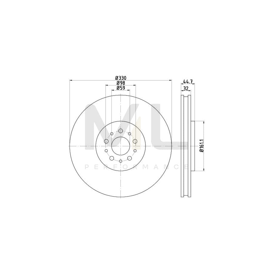 TEXTAR PRO 92261303 Brake Disc Internally Vented, Coated, without wheel hub, without wheel studs  - 1 piece