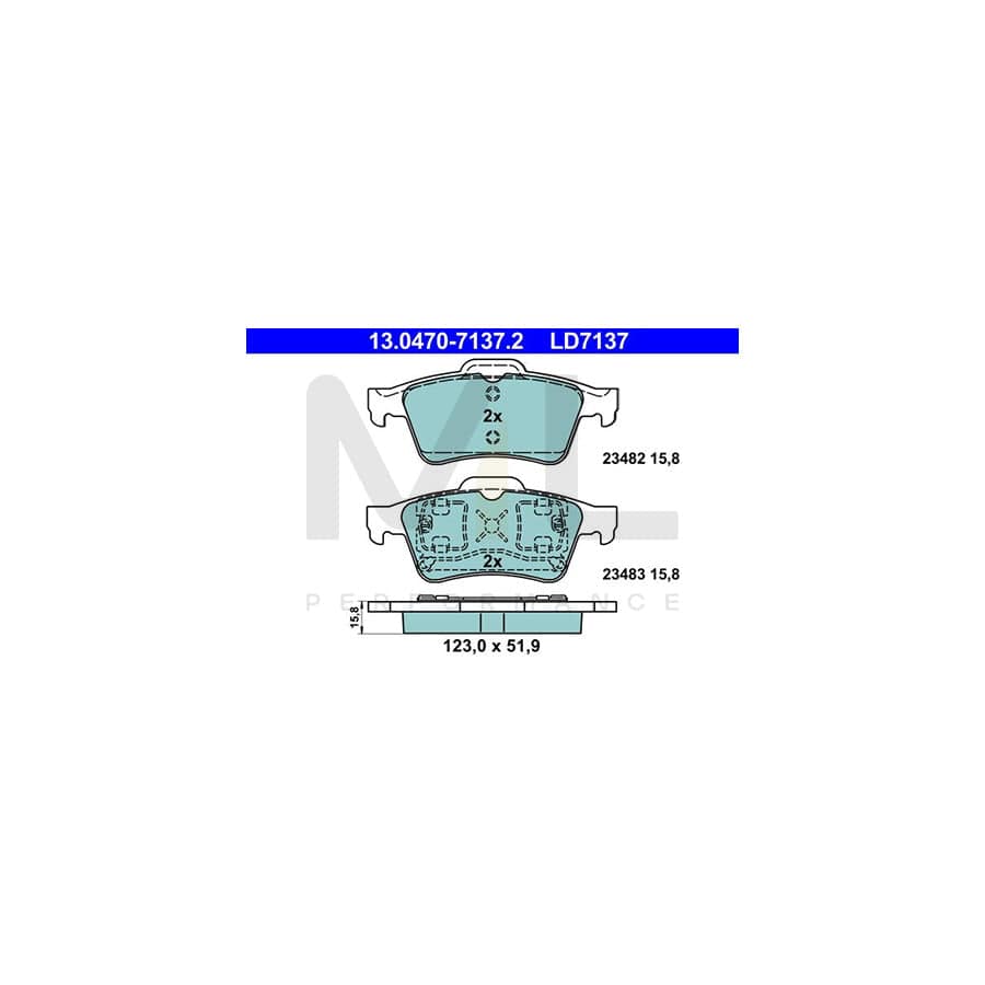 ATE Ceramic 13.0470-7137.2 Brake pad set excl. wear warning contact, not prepared for wear indicator