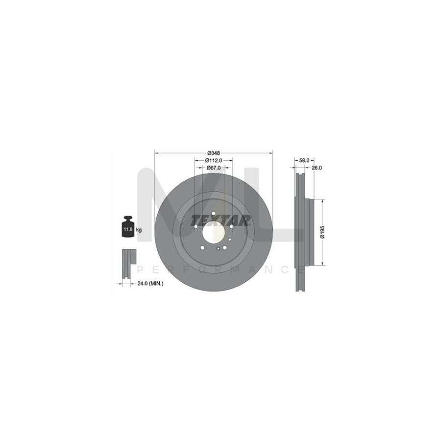 TEXTAR PRO 92198003 Brake Disc Internally Vented, Coated, without wheel hub, without wheel studs  - 1 piece