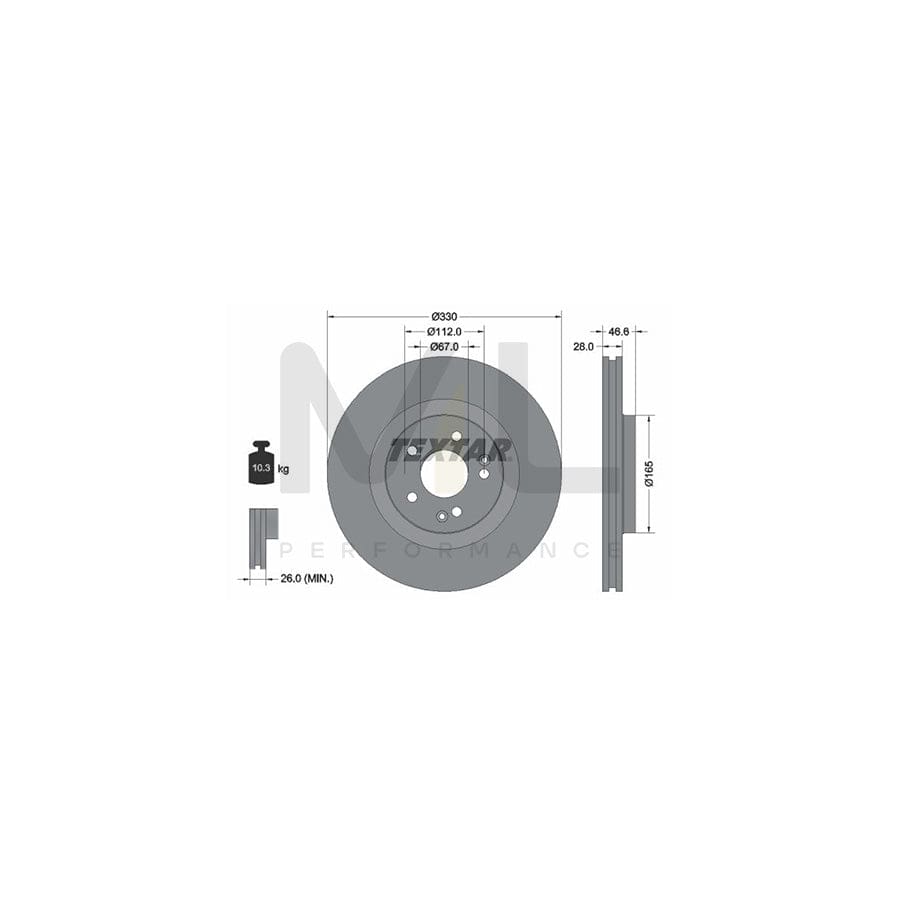TEXTAR 92151000 Brake Disc Internally Vented, without wheel hub, without wheel studs  - 1 piece