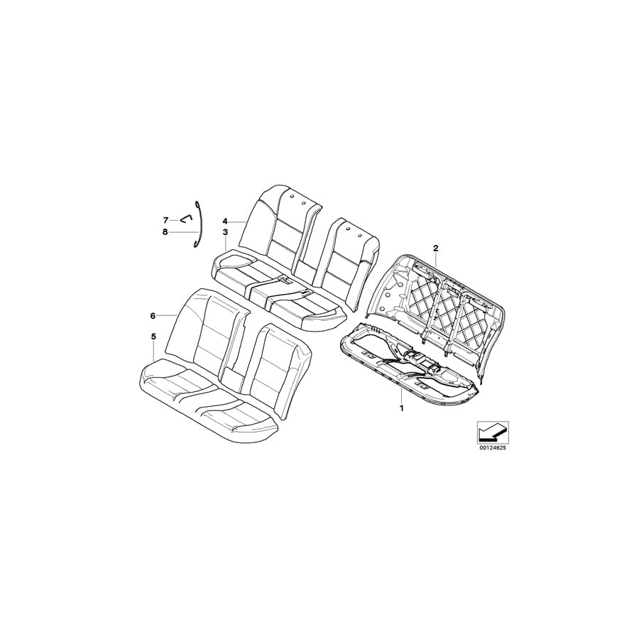 Genuine BMW 52207904790 E60 Cover Backrest, Leather SEPANG SILBER (Inc. M5)