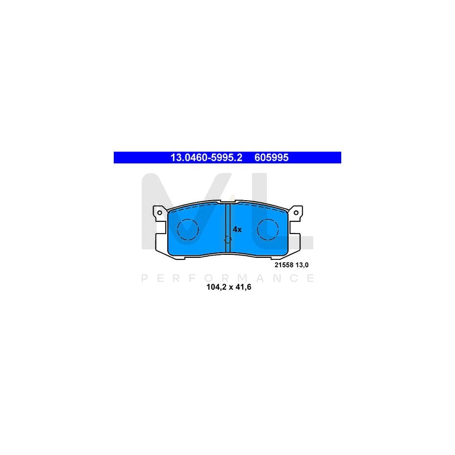 ATE 13.0460-5995.2 Brake pad set excl. wear warning contact, not prepared for wear indicator
