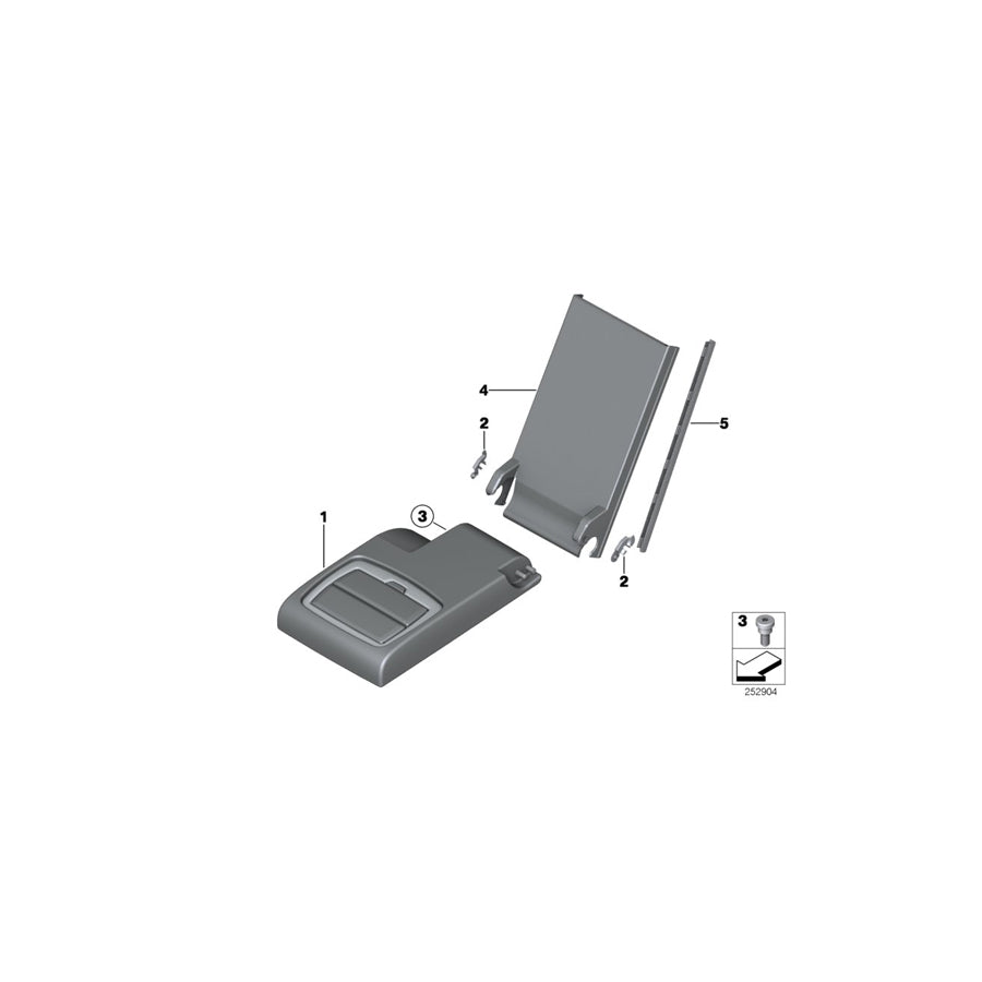 Genuine BMW 52207256241 F25 Armrest, Rear Center BRAUN (Inc. X3 20iX, X3 35dX & X3 20dX)