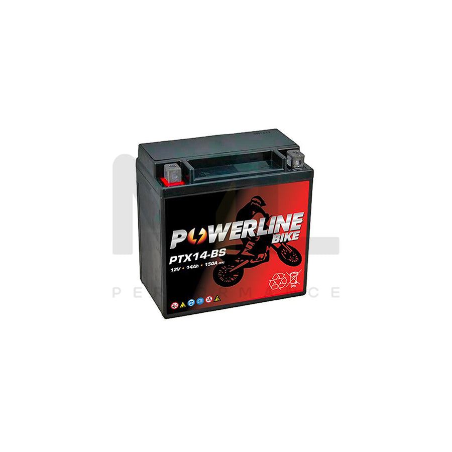 Powerline PTX14-BS Motorcycle Battery 12V 14Ah