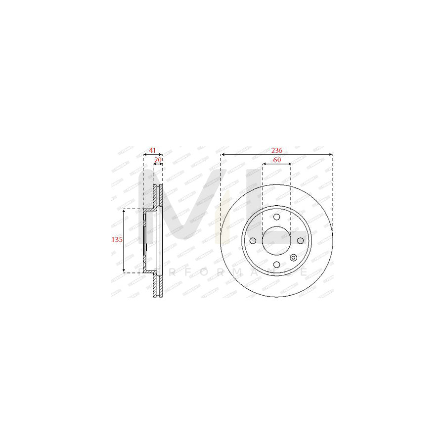 Ferodo DDF2688C Brake Disc Vented, Coated  - Pair
