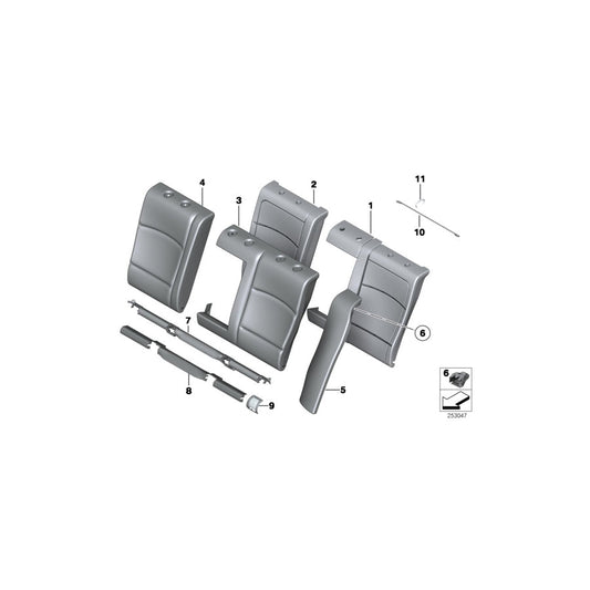 Genuine BMW 52207254032 Cover Backrest Cloth Right VENETOBEIGE (Inc. 528iX, Hybrid 5 & 530d)