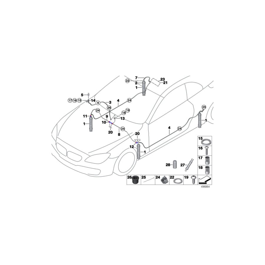 Genuine BMW 72128420563 Pressure Pipe, Rear D06 (Inc. M6 GT3)