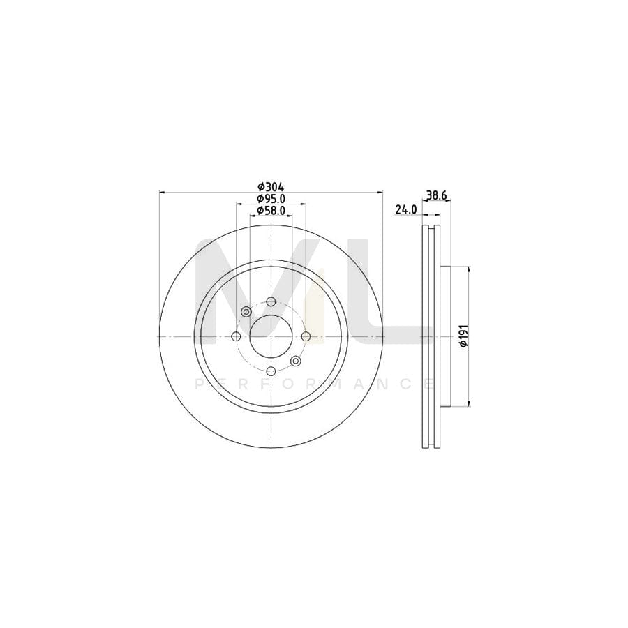 HELLA PRO 8DD 355 114-871 Brake Disc Internally Vented, Coated, without wheel hub, without wheel studs | ML Performance Car Parts