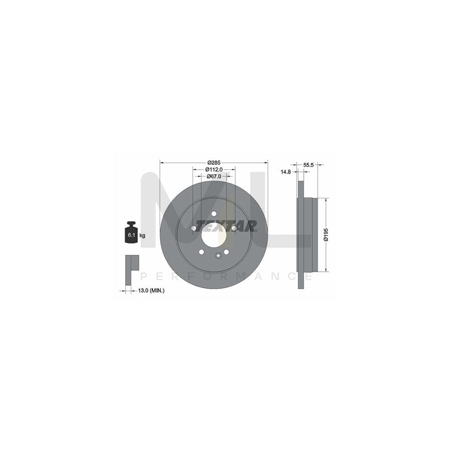 TEXTAR 92090000 Brake Disc suitable for MERCEDES-BENZ ML-Class (W163) Solid, without wheel hub, without wheel studs  - 1 piece
