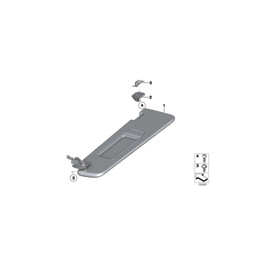 Genuine BMW 51167225915 Sun Visor With Label, Left OYSTER (Inc. 550i, 535i & 535iX)