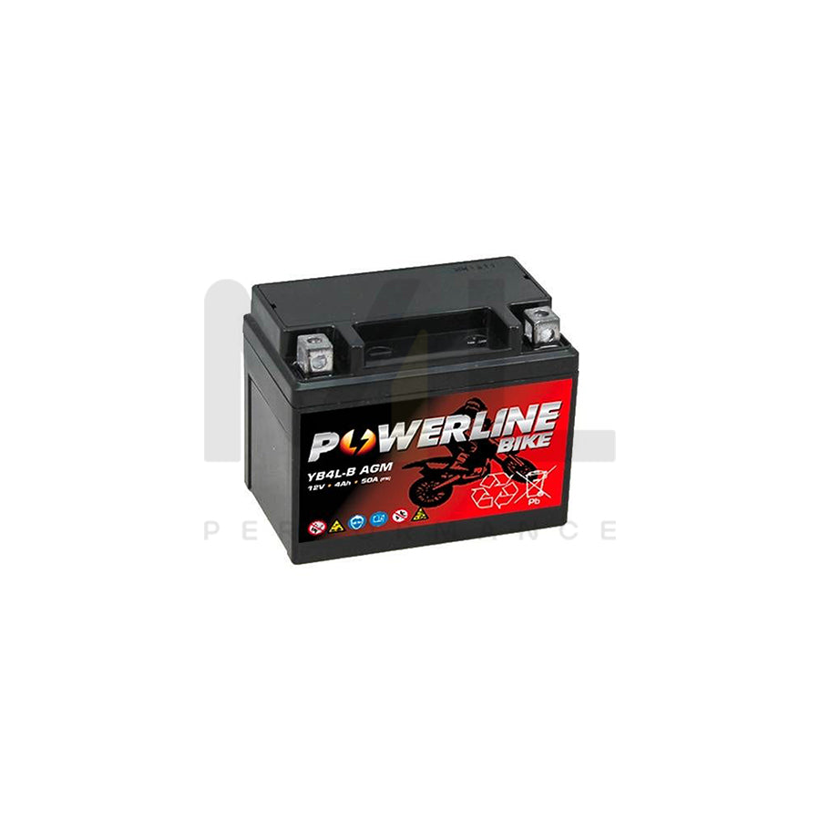 Powerline YB4L-B AGM Motorcycle Battery 12V 4Ah