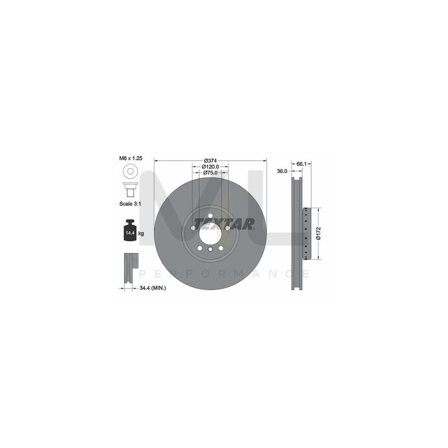 TEXTAR PRO+ 92266225 Brake Disc Internally Vented, Two-piece brake disc, Coated, High-carbon, with bolts/screws, without wheel hub, without wheel studs