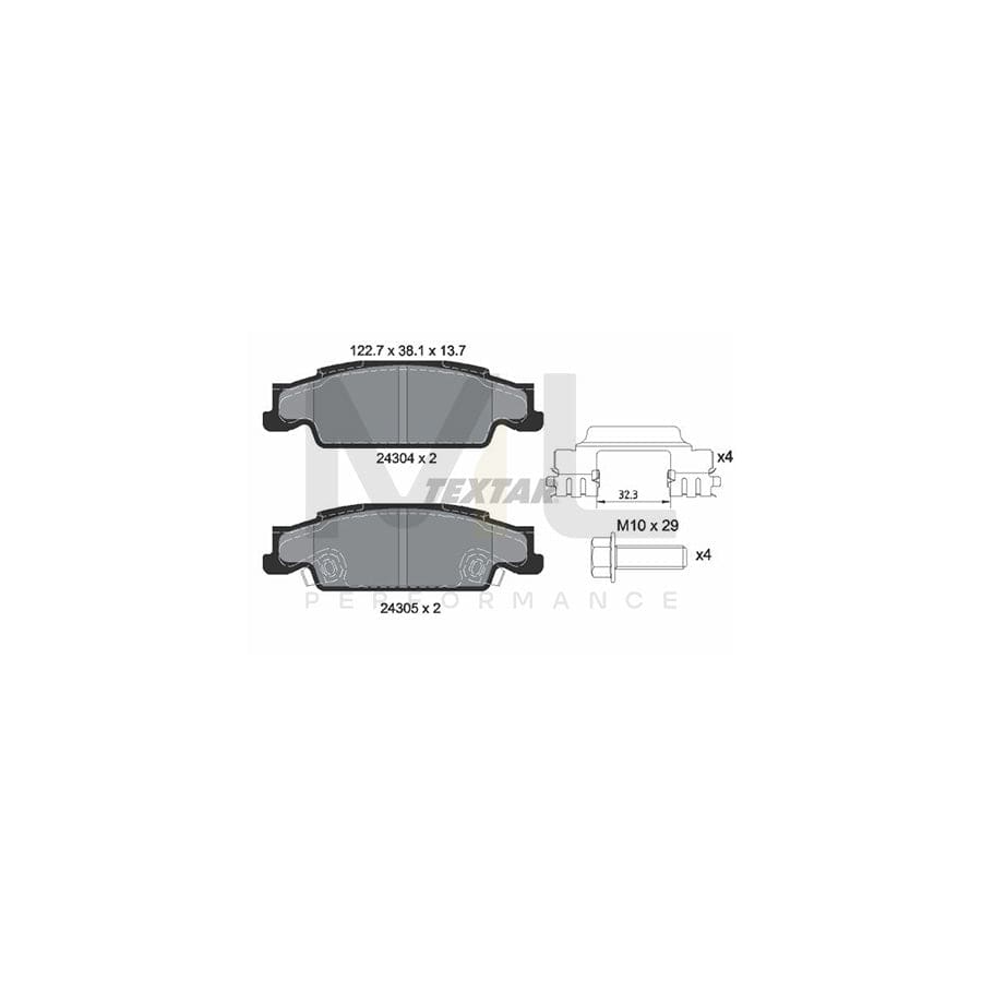 TEXTAR 2430402 Brake pad set with acoustic wear warning, with brake caliper screws, with accessories
