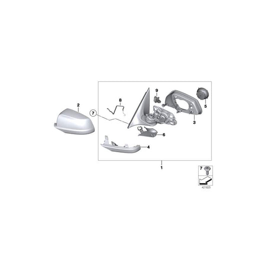 Genuine BMW 51167220825 F07 Set Of Covers Mirror Baseplate GLANZSCHWARZ (Inc. 550iX 4.4, 530d 155kW & 535iX)
