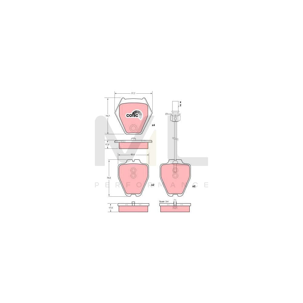 TRW Cotec Gdb1381 Brake Pad Set Incl. Wear Warning Contact