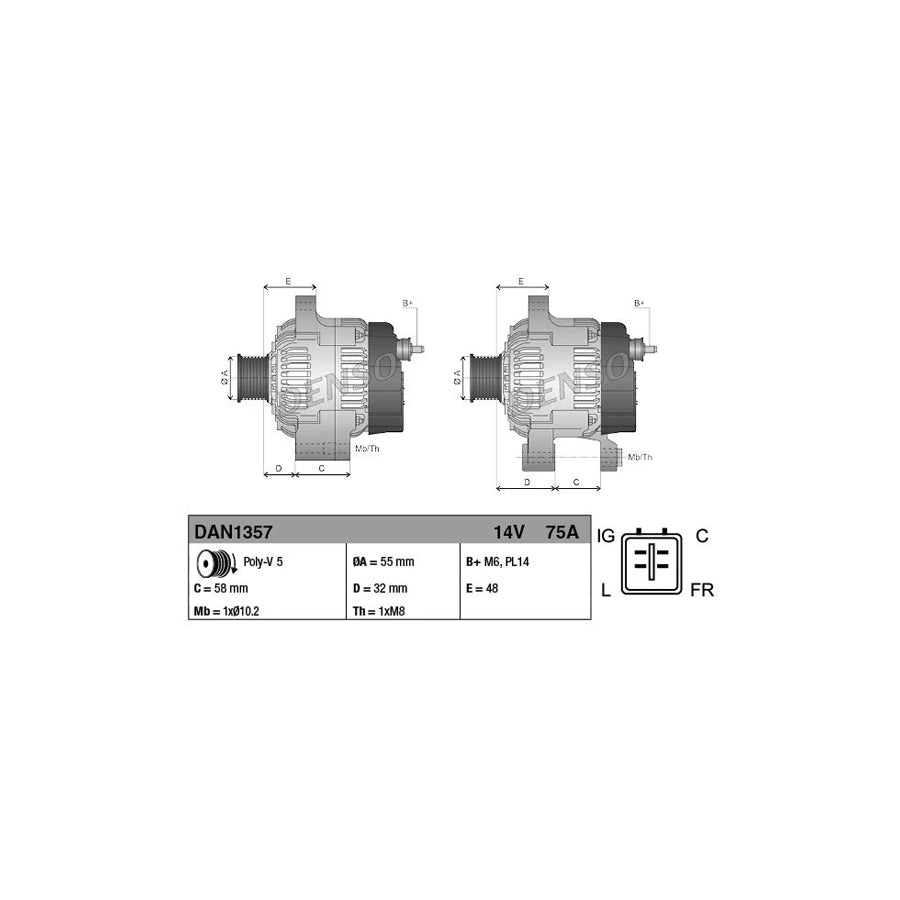 DENSO DAN1357 Alternator