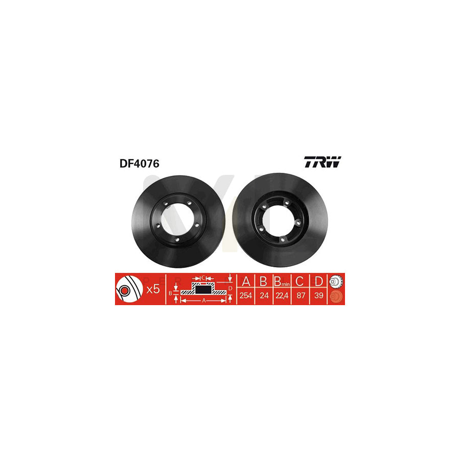 TRW DF4076 Brake Disc Vented  - 1 piece