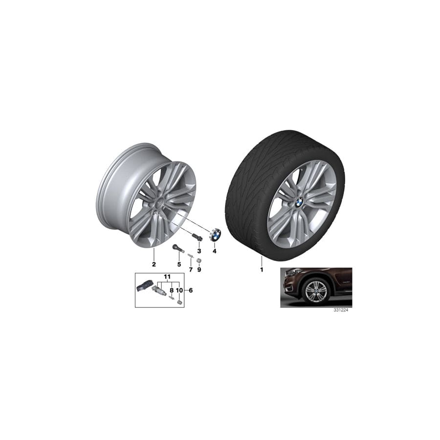 Genuine BMW 36116876768 F15 Disk Wheel, Light Alloy, In Orbitgrey 9JX19 ET48 (Inc. X5)