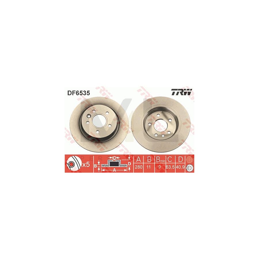 TRW DF6535 Brake Disc for VOLVO V40 Hatchback (525, 526) Solid, Painted  - 1 piece