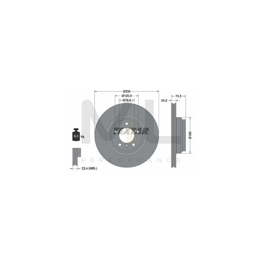 TEXTAR PRO+ 92137805 Brake Disc Internally Vented, Coated, High-carbon, without wheel hub, without wheel studs  - 1 piece