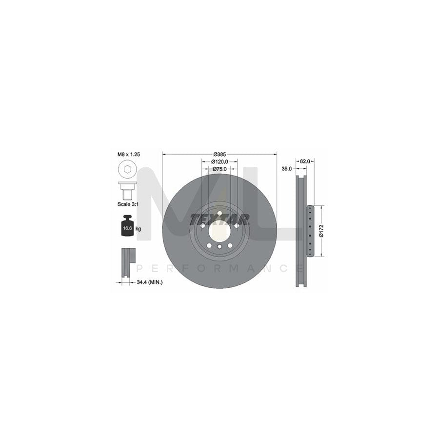 TEXTAR PRO+ 92266425 Brake Disc Internally Vented, Two-piece brake disc, Coated, High-carbon, with bolts/screws, without wheel hub, without wheel studs