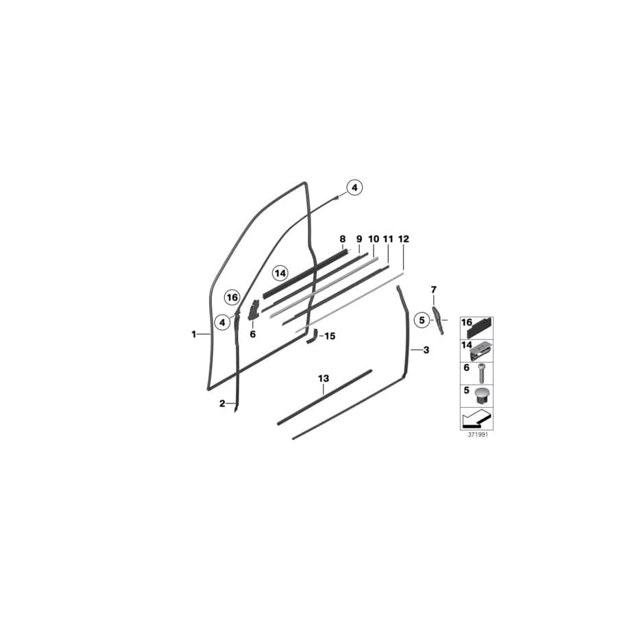 Genuine BMW 51217040766 RR1 RR1 Gasket,Door Joint, Door Frnt Top R. (Inc. Phantom & Phantom EWB)