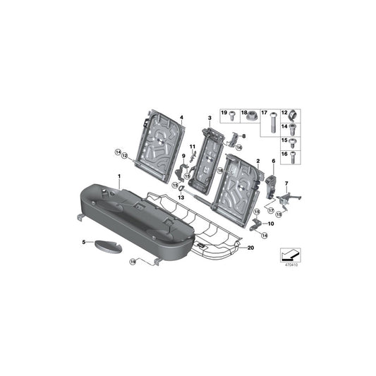 Genuine BMW 52207319562 Backrest Frame, Base Version, Right (Inc. X5 30dX, X5 25d & X5 40dX)