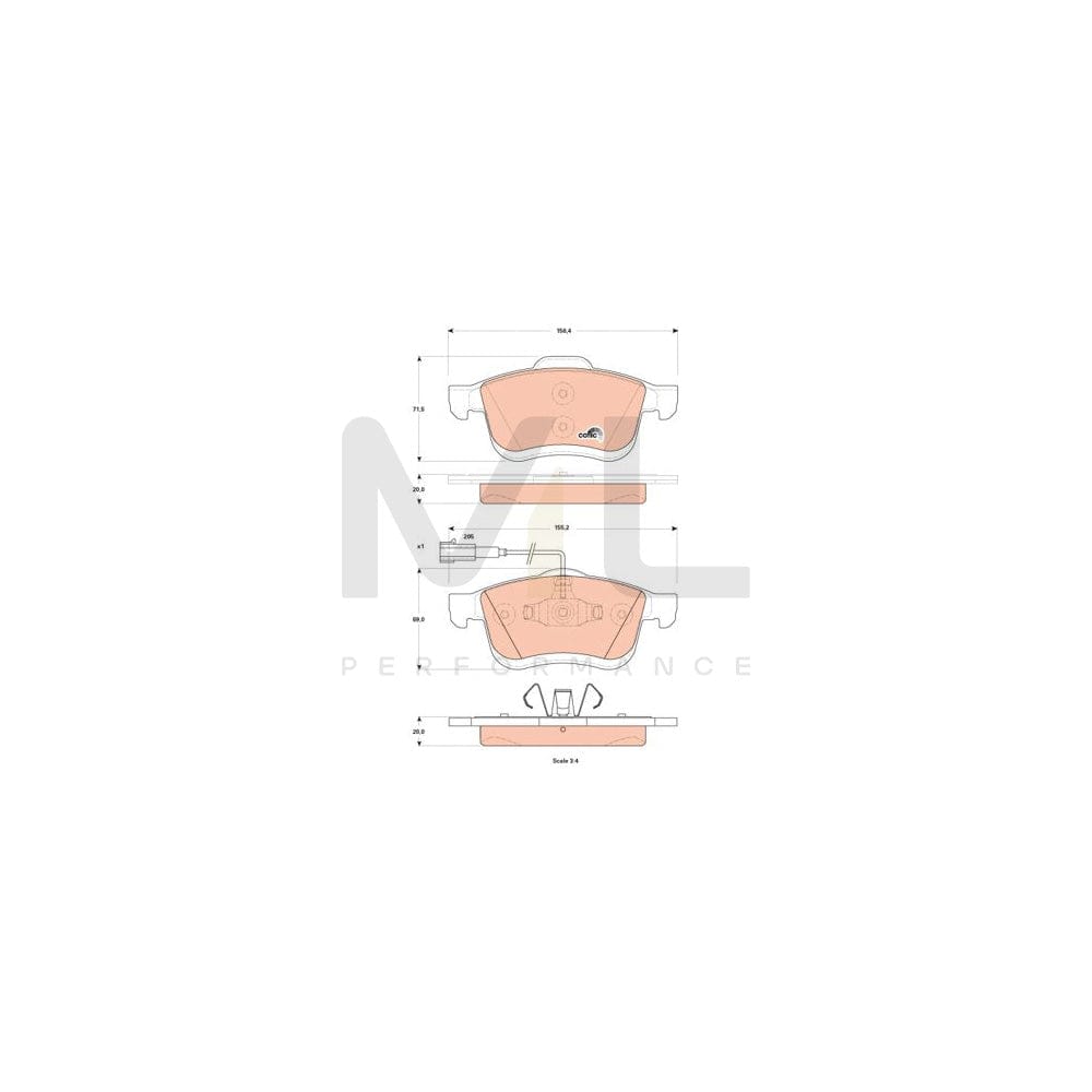 TRW Cotec Gdb1865 Brake Pad Set Incl. Wear Warning Contact