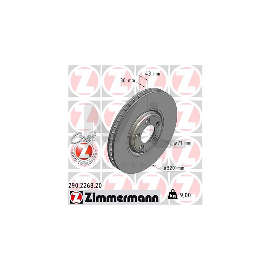 ZIMMERMANN COAT Z 290.2268.20 Brake Disc Internally Vented, Coated, High-carbon  - 1 piece