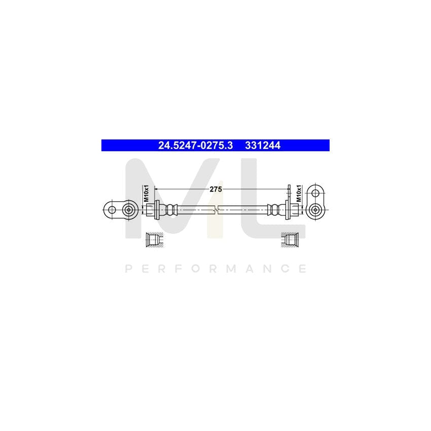 ATE 24.5247-0275.3 Brake Hose 275mm, M10x1