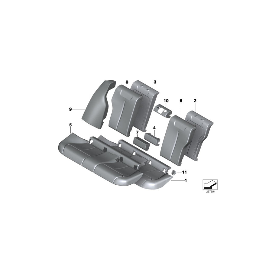 Genuine BMW 52207309879 F30 F34 F31 Upholstery Cover Backrest, Lthr, Cent OYSTER (Inc. 320i, 330dX & 330e)