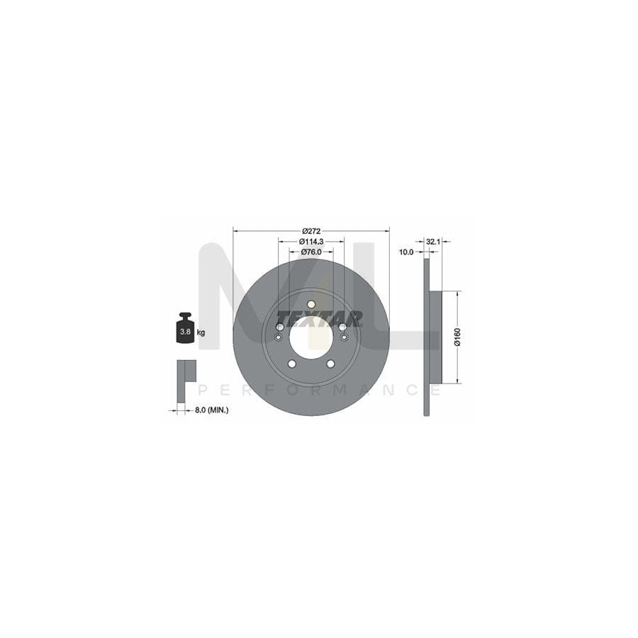 TEXTAR 92291703 Brake Disc Solid, Coated, without wheel hub, without wheel studs  - 1 piece