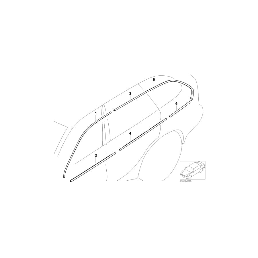 Genuine BMW 51328257705 E53 Window Frame Cover, Front Left Door TITAN (Inc. X5)