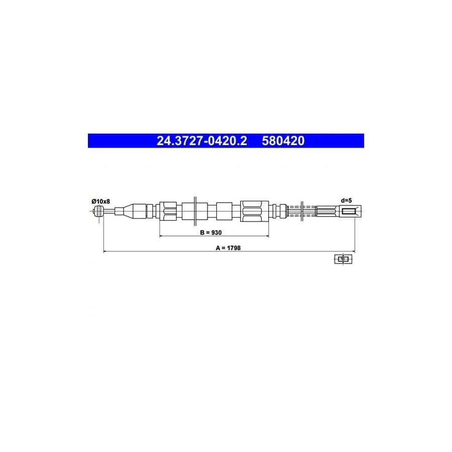 ATE 24.3727-0420.2 Hand Brake Cable Suitable for Mercedes-Benz T1 Bus