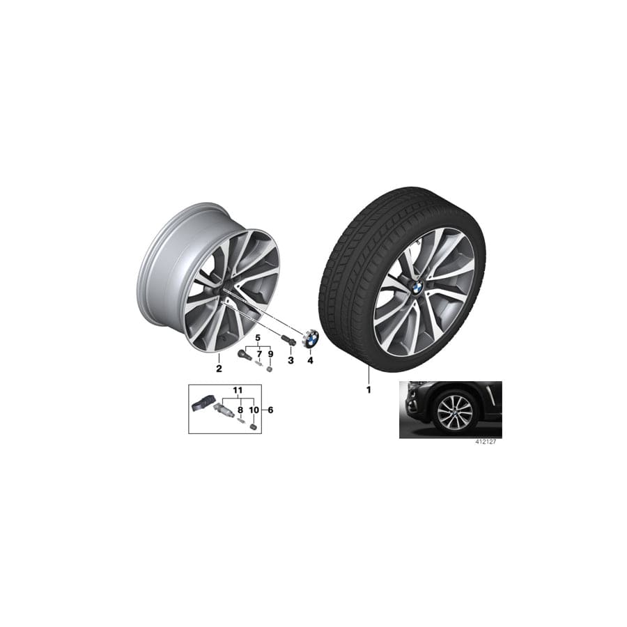 Genuine BMW 36116858874 F16 Light Alloy Rim Ferricgrey 9JX19 ET:48 (Inc. X6)
